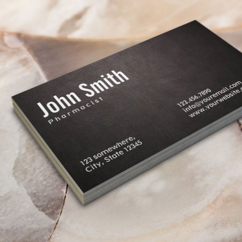 Stylish Dark Leather Pharmacist Business Card