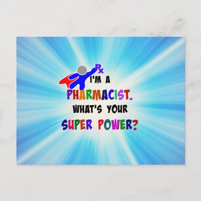 Pharmacist Superhero Custom Design Postcard (Front)