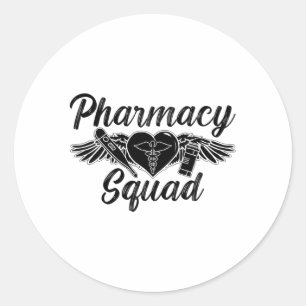 Pharmacist Technician Medicine Tech Pharmacy Squad Classic Round Sticker