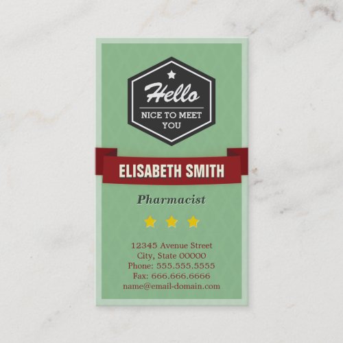 Pharmacist _ Vintage Retro Stylish Business Card