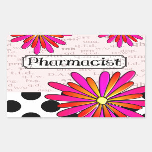 Pharmacist Whimsical Flowers Rectangular Sticker
