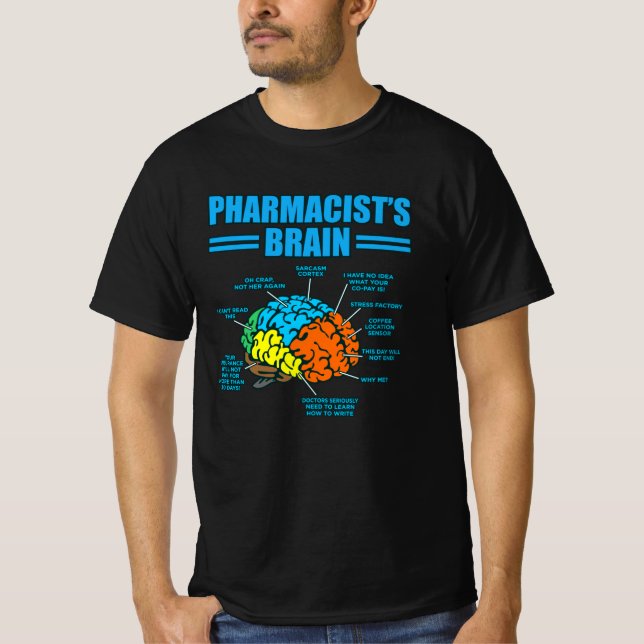 Pharmacist's Brain Pharmacy Technician PharmD T-Shirt (Front)