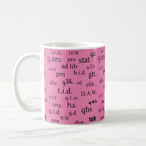 Pharmacists Pink Abbreviations  Coffee Mug