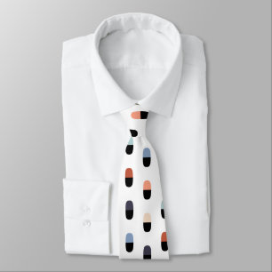Pharmacology and Pills - Aligned on White Neck Tie
