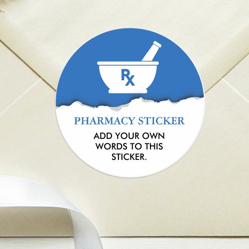 Pharmacology Mortar and Pestle Customized Blue Classic Round Sticker