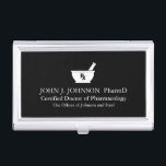 Pharmacology Mortar and Pestle Symbol Custom Name Business Card Holder<br><div class="desc">Custom name pharmacist business card holder.</div>