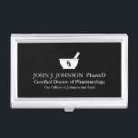 Pharmacology Mortar and Pestle Symbol Custom Name Business Card Holder<br><div class="desc">Custom name pharmacist business card holder.</div>