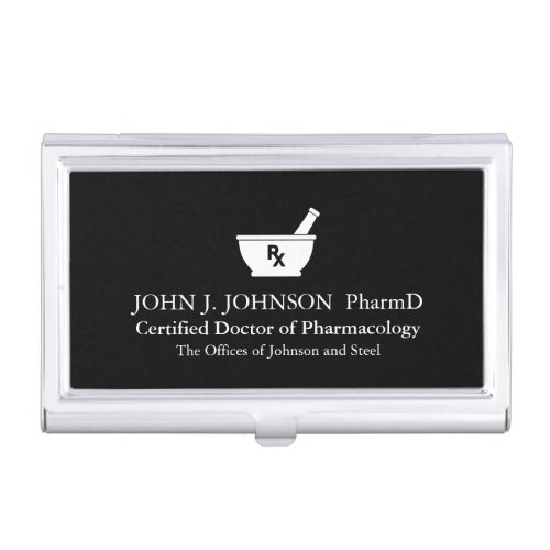 Pharmacology Mortar and Pestle Symbol Custom Name Business Card Holder