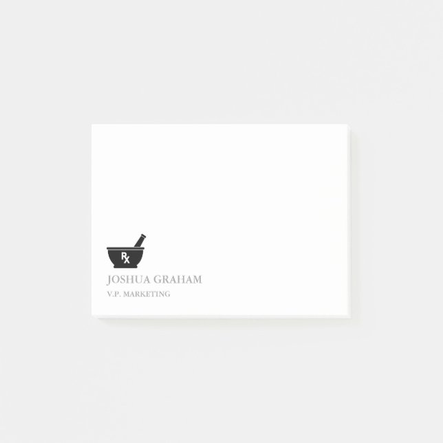 Pharmacology Mortar and Pestle Symbol Custom Name Post-it Notes (Front)