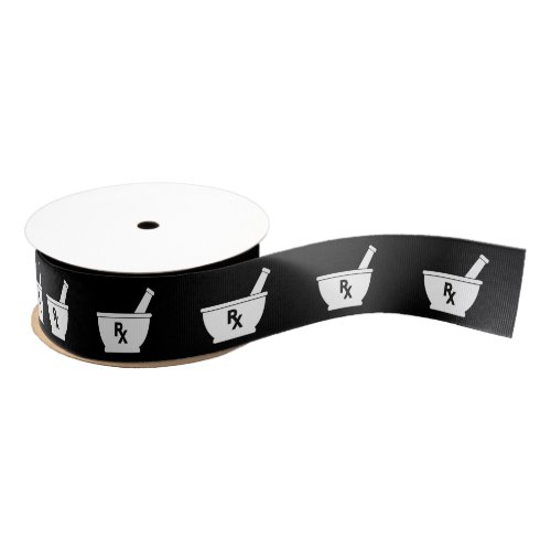 Pharmacology Mortar and Pestle Symbol Grosgrain Ribbon