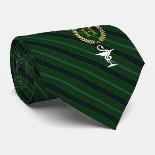 Pharmacology Professional Framed Monogram Green Neck Tie