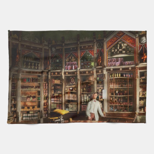 Pharmacy - A Russian Pharmacy 1885 Kitchen Towel (Horizontal)