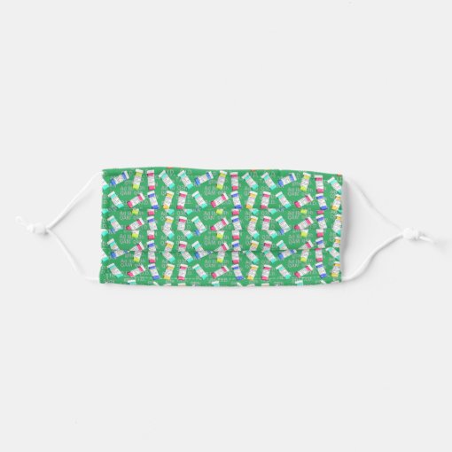 Pharmacy Abbreviations and Rx Bottles Green Adult Cloth Face Mask Zazzle