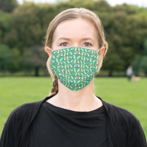 Pharmacy Abbreviations and Rx Bottles Green Adult Cloth Face Mask