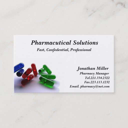 Customizable Pharmacy Business Card Pharmacist
