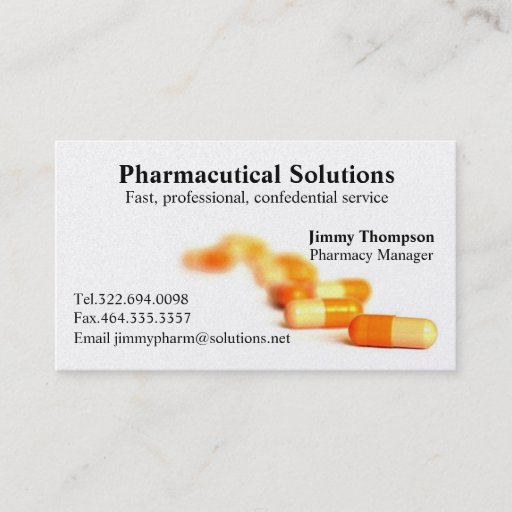 Customizable Pharmacy Business Cards Pharmacist