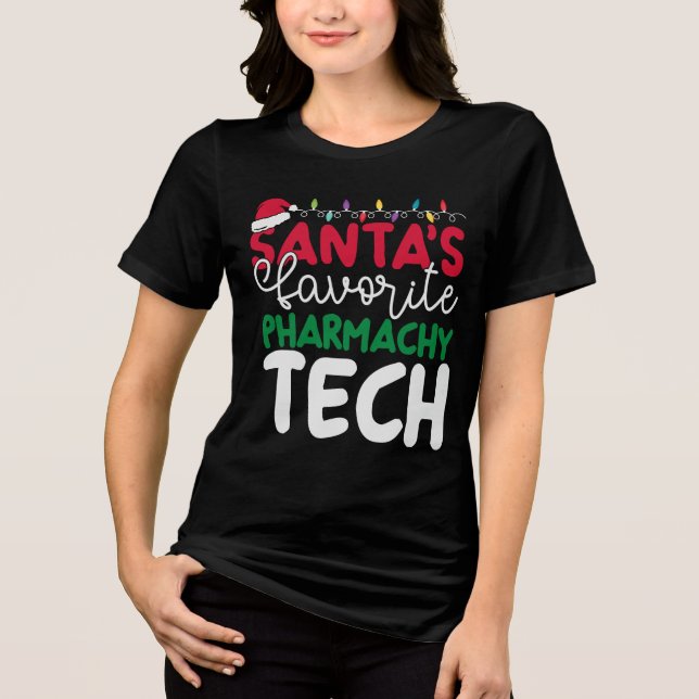Pharmacy Christmas Santa's Favorite Pharmacy Tech Tri-Blend Shirt (Front)