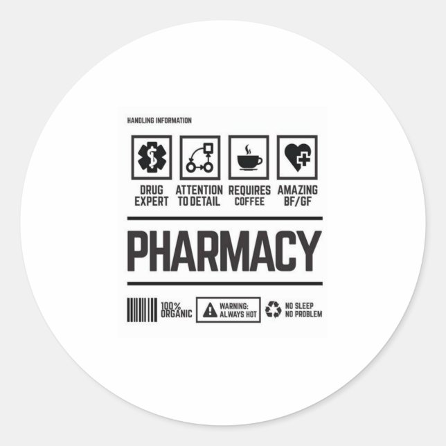 pharmacy classic round sticker (Front)