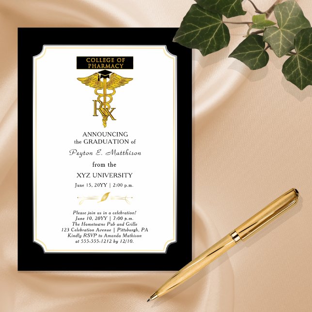Pharmacy College Pharmacist |Toxicology Graduation Magnetic Invitation (Elegant Pharmacy Rx College University Pharmacist Toxicology Graduation Magnetic Invitation)