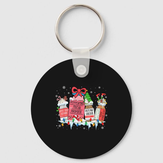 Pharmacy Crew Christmas Pharmacist Medicine Reinde Keychain (Front)