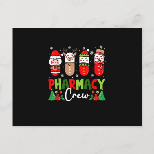 Pharmacy Crew Christmas Pills Snowman Reindeer San Postcard