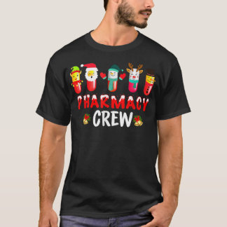 Pharmacy Crew Christmas Pills Snowman Reindeer San T-Shirt