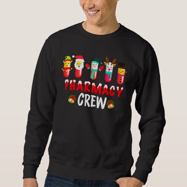 Pharmacy Crew Funny Pharmacists Tech Christmas Sweatshirt (Front)