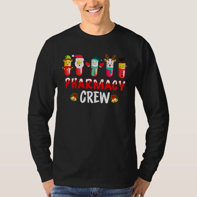 Pharmacy Crew Funny Pharmacists Tech Christmas T-Shirt (Front)