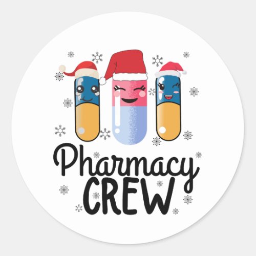 Pharmacy Crew Pharmacist Christmas T_Shirt Classic Round Sticker
