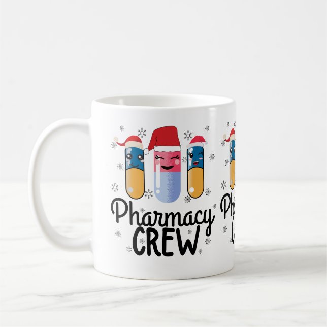 Pharmacy Crew. Pharmacist Christmas T-Shirt Coffee Mug (Left)