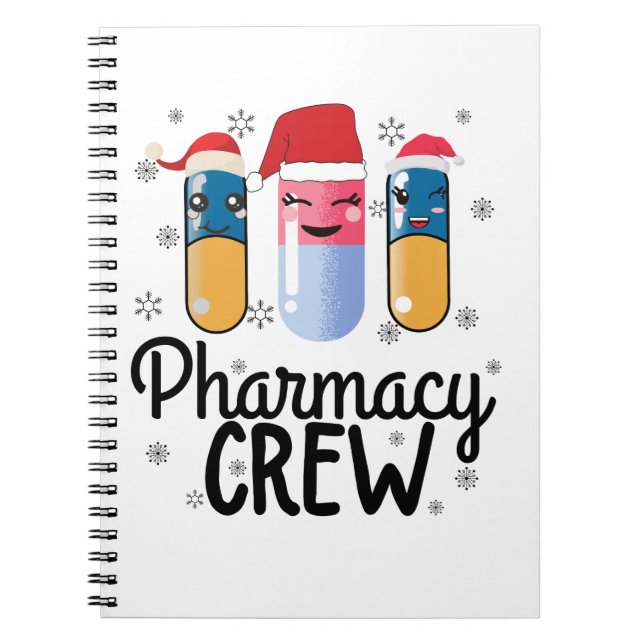 Pharmacy Crew. Pharmacist Christmas T-Shirt Notebook (Front)