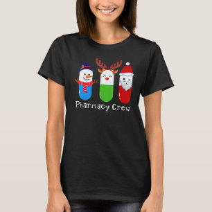 Pharmacy Crew Santa Snowman Reindeer Christmas T-Shirt