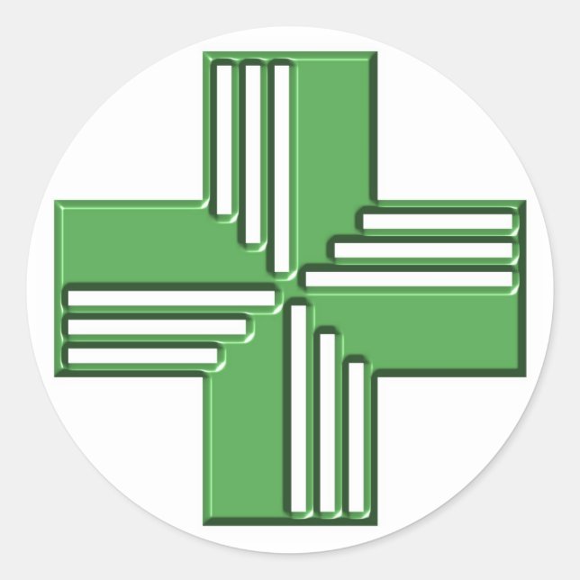 Pharmacy Cross Classic Round Sticker (Front)