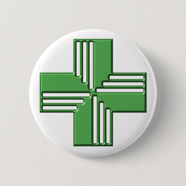 Pharmacy Cross Pinback Button (Front)