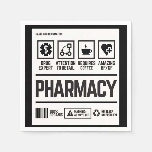 Pharmacy drug expert attention to detail napkins (Front)