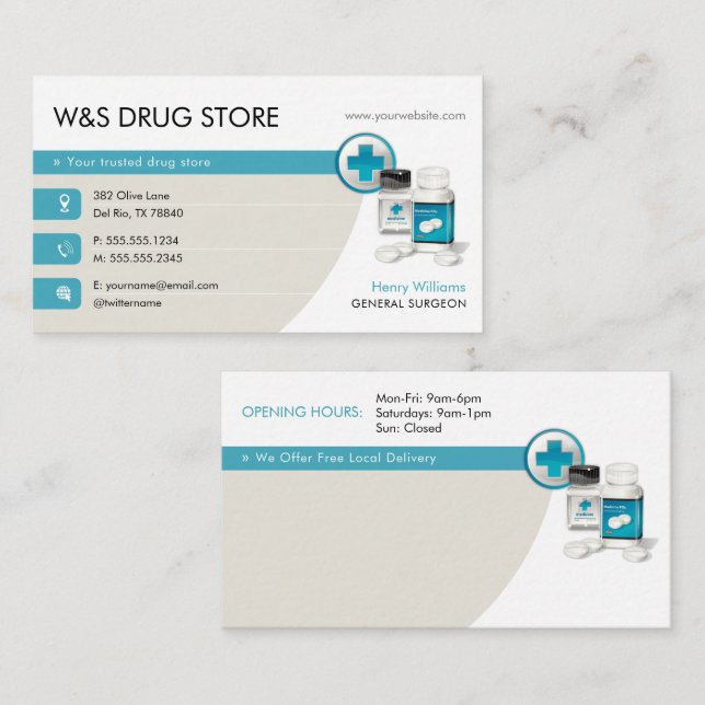 Pharmacy | Drug Store Business Card (Front/Back)