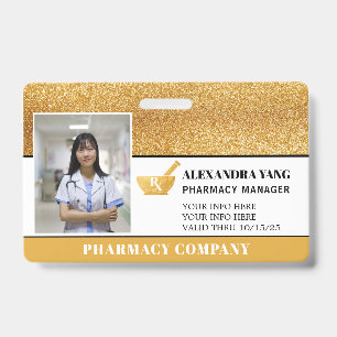Pharmacy Gold deluxe Photo Badge
