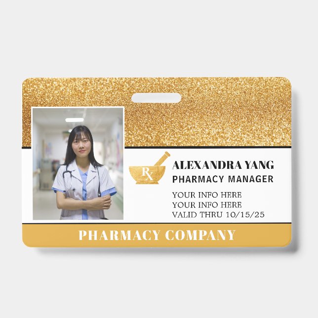 Pharmacy Gold deluxe Photo Badge