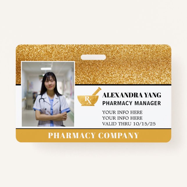 Pharmacy Gold deluxe Photo Badge (Front)