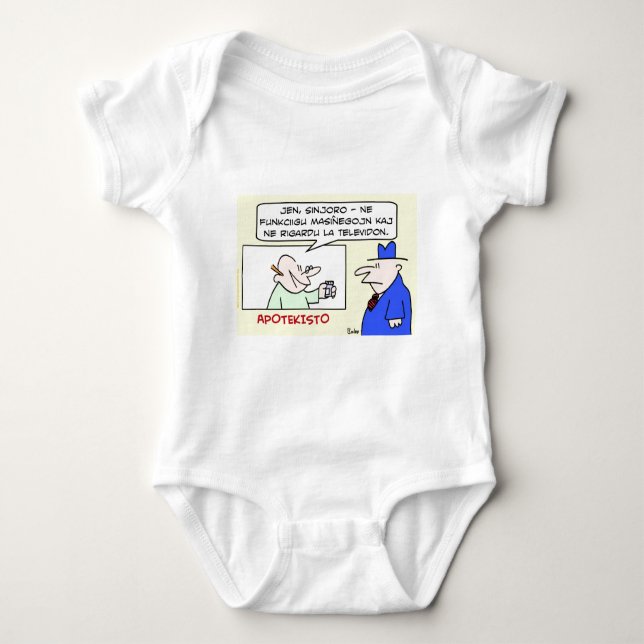 pharmacy heavy machinery  television esperanto baby bodysuit (Front)
