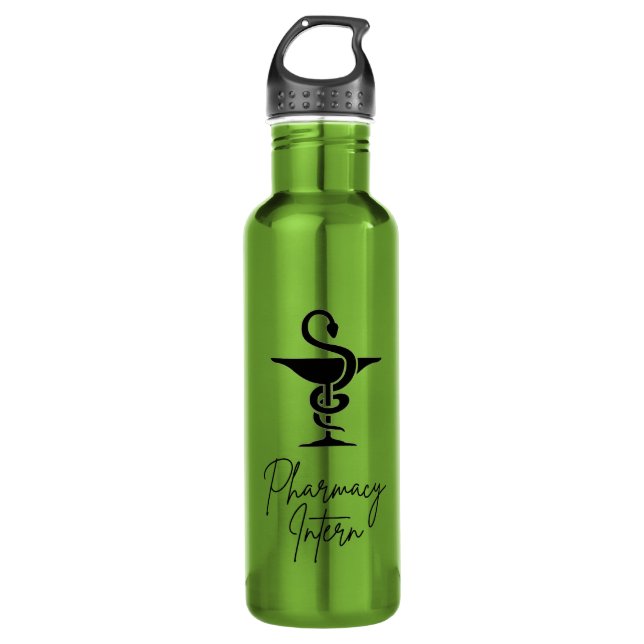 Pharmacy Intern Green  Stainless Steel Water Bottle (Front)