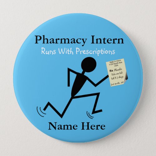 Pharmacy Intern Name Pins Badge Blue