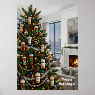 Pharmacy Medical Pill Bottle Ornament Christmas Poster