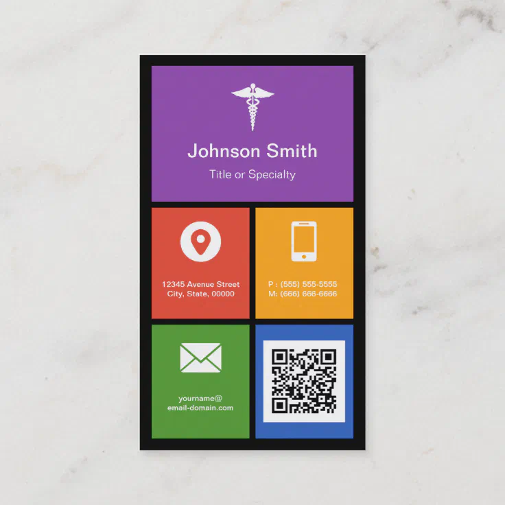 Pharmacy Medical Symbol Colorful Tiles QR Code Business Card Zazzle