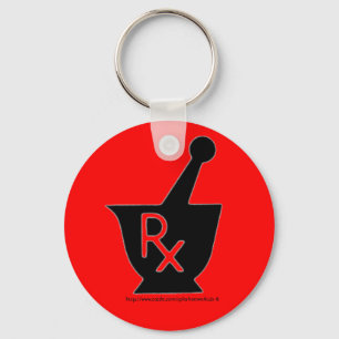Pharmacy mortar and pestle symbol keychain