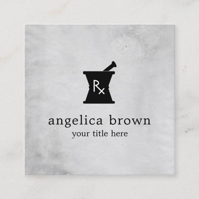 Pharmacy Mortar Pestle Logo Business Card (Front)