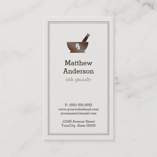 Customizable Pharmacy Pharmacist Druggist Logo Elegant Classic Business Card Templates