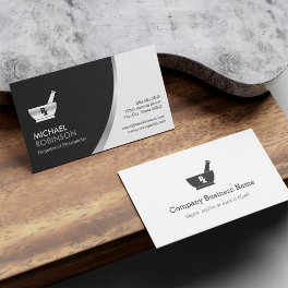 Pharmacy Pharmacist Logo - Modern Black Silver Business Card