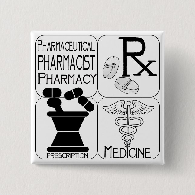 Pharmacy Pharmacist LOGO Pinback Button (Front)