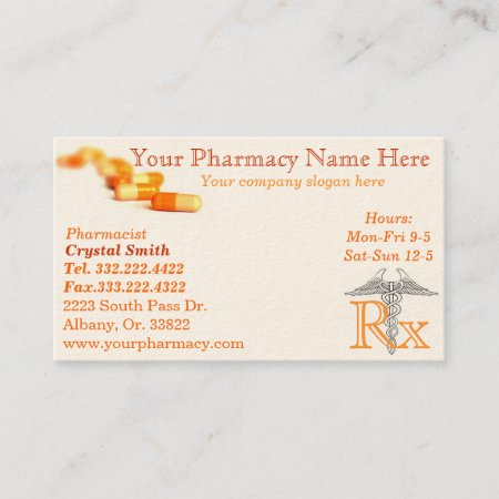 Pharmacy Pharmacist Medication List Business Card